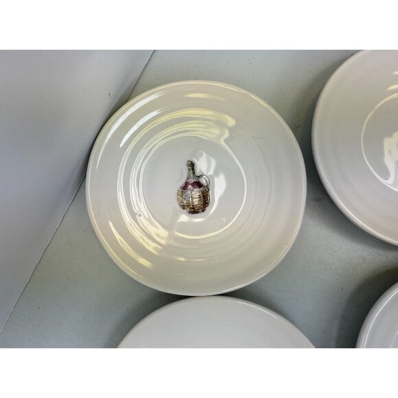 Set of 6 Williams Sonoma Wine Theme Raised Bottle Appetizer Plates Canapes 5.25" - Picture 7 of 9